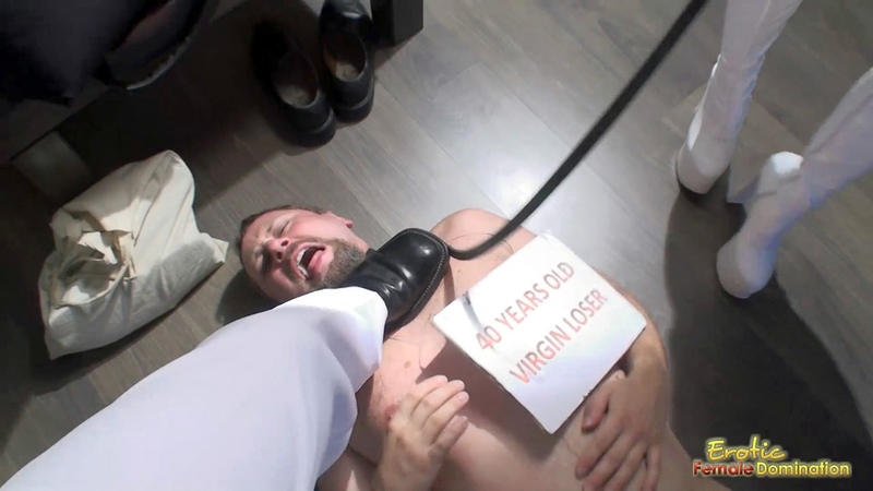 Slave Kicked By His Mistress And Her Partner